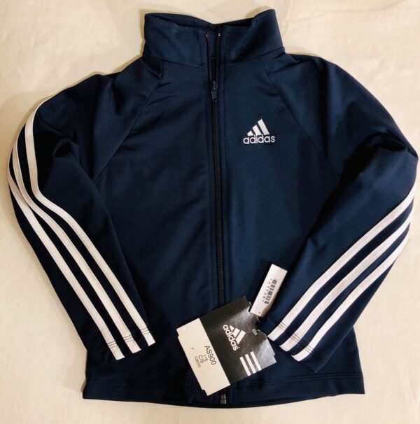 ADIDAS GK DRYTECH CHILD MEDIUM NAVY GYMNASTICS ATHLETES WARM UP JACKET CM NWT! - Image 5