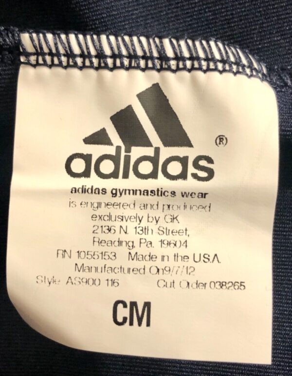 ADIDAS GK DRYTECH CHILD MEDIUM NAVY GYMNASTICS ATHLETES WARM UP JACKET CM NWT! - Image 9