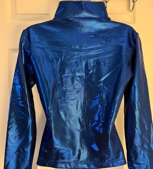 GK SUPPLEX WARM UP JACKET ADULT SMALL TURQUOISE FOIL WHITE GYMNASTICS CHEER Sz S - Image 4