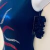 GK RADIANT SPIRIT ADULT SMALL NAVY FOIL SILVER RED SEQUINS GYMNASTS LEOTARD S - Image 4