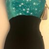 GK DANCE BIKETARD ADULT SMALL SILVER STARRY NIGHT FOIL BLACK VELVET TANK Sz AS
