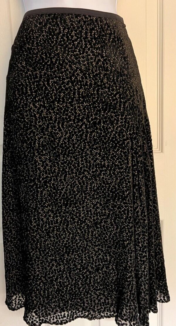 NIC + ZOE LADIES BLACK VELVET SHEER LINED PRINT SMALL 6 MIDI SKIRT Sz S (6) EUC!