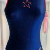 GK SAPPHIRE VELVET ADULT SMALL RACERBACK RED TRIM JA GYMNAST DANCE LEOTARD Sz AS