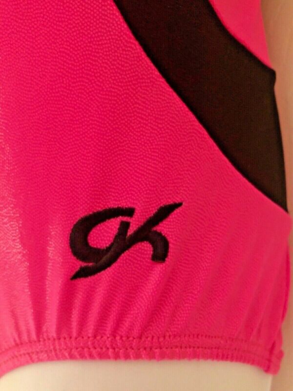 GK Elite PINK POP Pink Black Foil Gymnastic Dance Leotard Adult M NWT - Image 4