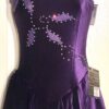 GK ICE FIGURE SKATE ADULT SMALL EGGPLANT VELVET CAMISOLE ASYM YOKE JA DRESS AS