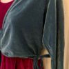 GK SLATE VELVET  LADIES SMALL L/S WRAP W/ TIE SKATE DANCE BALLET CASUAL JACKET S - Image 3