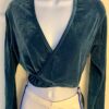 GK SLATE VELVET  LADIES SMALL L/S WRAP W/ TIE SKATE DANCE BALLET CASUAL JACKET S - Image 6