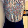 GK ADULT X-LARGE PAISLEY BLUE & NAVY VELVET GYMNASTIC DANCE TANK LEOTARD SZ XL