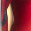 GK ELITE LgSLV LADIES SMALL RED VELVET BLUE FOIL GYMNASTICS DANCE LEOTARD AS NWT - Image 3