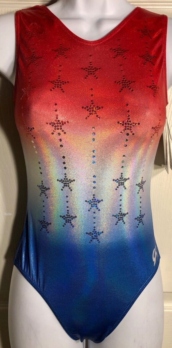 GK FREE SPIRIT TANK ADULT SMALL GYMNASTICS DANCE HOLOTEK SEQUINS LEOTARD AS