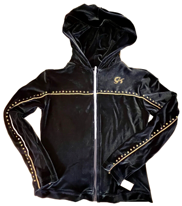 GK WARM UP JACKET LADIES X-SMALL SAPPHIRE VELVET FRONT ZIP HOODIE FOIL JEWELS XS - Image 10