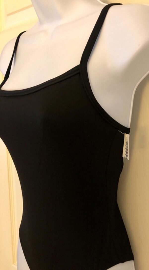 GK JAZZ DANCE LADIES SMALL BLACK SYLKTECH CAMISOLE DANCE CHEER LEOTARD Sz AS - Image 3