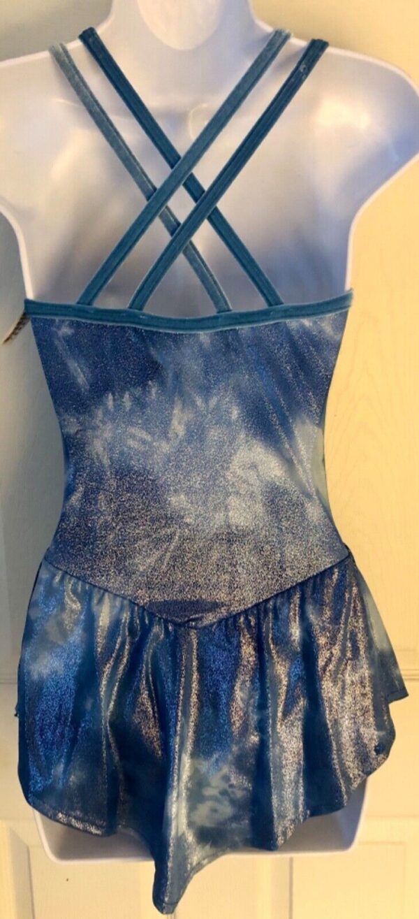 GK ICE FIGURE SKATE ADULT SMALL BLUE TIE-DYE FOIL PRINT CAMISOLE DRESS Sz AS - Image 5