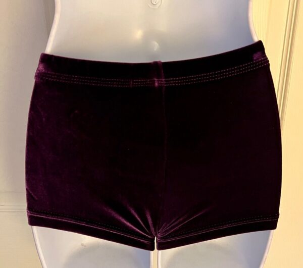 GK WORKOUT SHORTS ADULT X-SMALL MICRO MINI EGGPLANT VELVET CHEER DANCE GYMNAS XS - Image 6