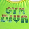 GK ADULT LARGE GREEN VELVET FLORAL AP â€œGYM DIVAâ€ METAL BEAD TANK CROP TOP  Sz AL - Image 2