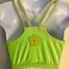 GK ADULT LARGE GREEN VELVET FLORAL AP â€œGYM DIVAâ€ METAL BEAD TANK CROP TOP  Sz AL - Image 5