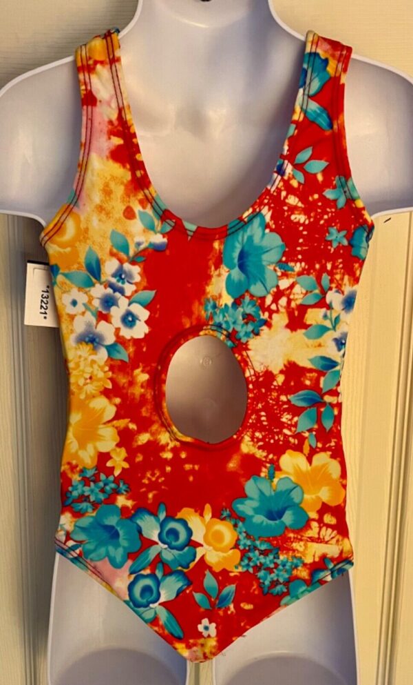 GK FLORAL PRINT CHILD X-SMALL MULTI-CONYLON/SPANDEX GYMNASTIC TANK LEOTARD SZ XS - Image 6