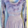 GK ICE FIGURE SKATE LgSLV ADULT SMALL LAVENDER FOIL PRINT & VELVET DRESS Sz AS - Image 6