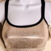 GK CHEER CROP TOP ADULT SMALL SILVER LEAF MYSTIQUE BLACK NYLON/SPANDEX AS NWT!