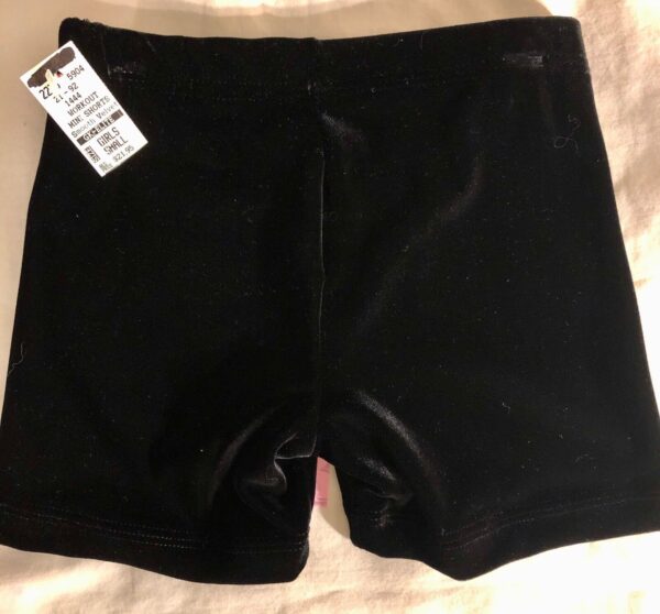 GK CHILD SMALL MINI WORKOUT SHORTS BLACK VELVET CHEER DANCE GYMNASTICS Sz CS NWT - Image 5