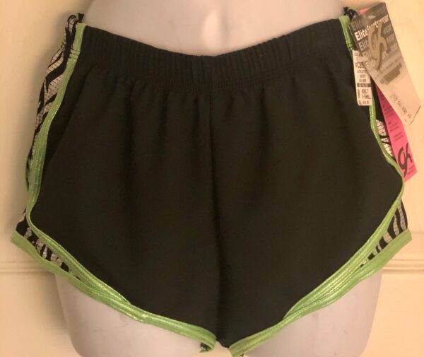 GK ATHLETIC SHORTS ADULT SMALL ICED ZEBRA LIME FOIL N/S SHORT CHEER GYM DANCE AS