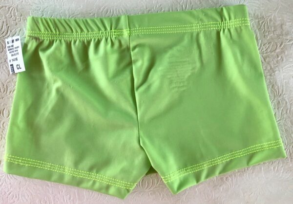 GK NEON GREEN CHILD LARGE MICRO MINI NYLON/SPANDEX DANCE WORKOUT SHORTS Sz CL - Image 2