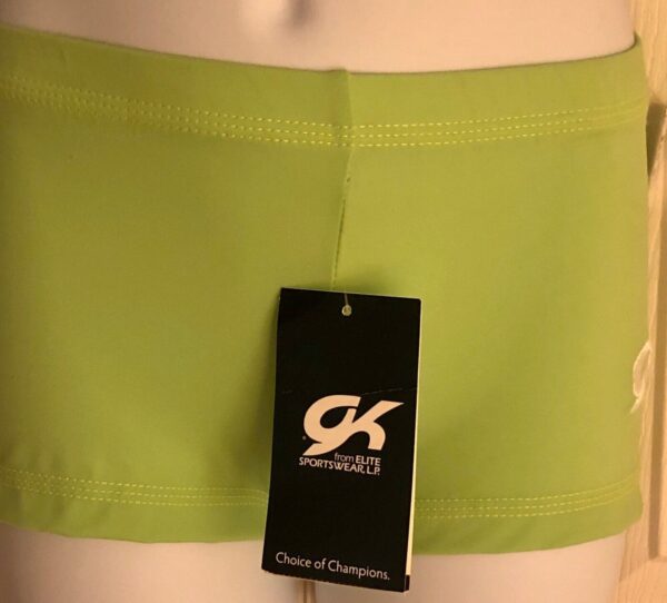 GK NEON GREEN CHILD LARGE MICRO MINI NYLON/SPANDEX DANCE WORKOUT SHORTS Sz CL - Image 3