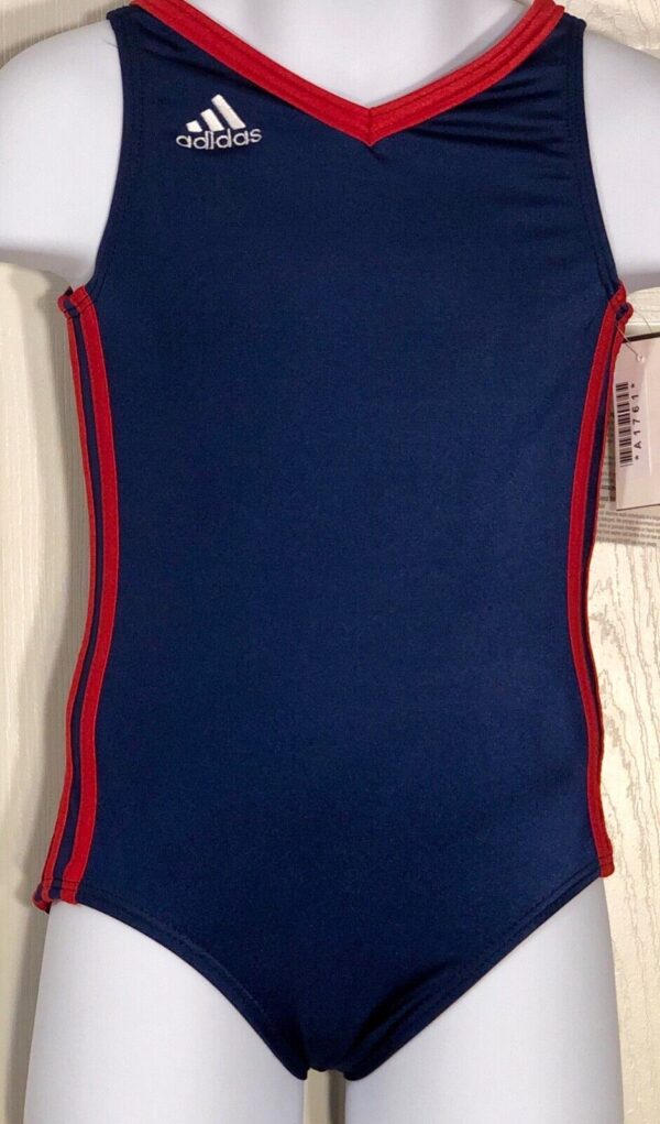 ADIDAS CHILDS BLUE RED GYMNASTICS DANCE GK LEOTARD NYLON CXS