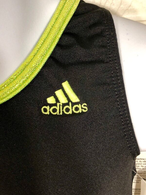 ADIDAS TANK CHILDS X-SMALL BLACK N/S LIME FOIL GYMNASTICS DANCE GK LEOTARD CXS - Image 3