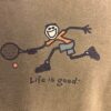 LIFE IS GOOD Men's Large TENNIS Theme Graphic Faded Green Short Sleeve T Shirt - Image 2
