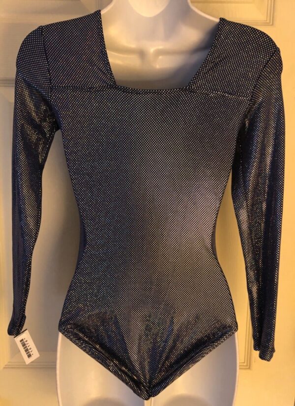 GK LgSLV LADIES SMALL BLUE SPOTLIGHT FOIL GYMNASTICS DANCE LEOTARD Sz AS NWT! - Image 5