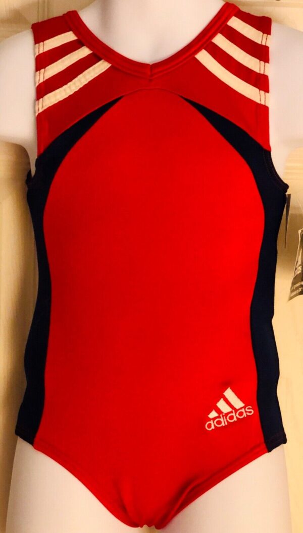 ADIDAS TANK GK LEOTARD CHILD X-SMALL RED NAVY NYLON/SPANDEX GYMNASTIC DANCE CXS