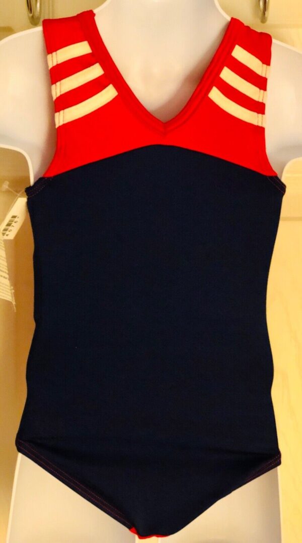 ADIDAS TANK GK LEOTARD CHILD X-SMALL RED NAVY NYLON/SPANDEX GYMNASTIC DANCE CXS - Image 2