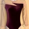 GK LgSLV ADULT SMALL PURPLE VELVET WHITE MESH SPANGLZ GYMNAST DANCE LEOTARD SZ S