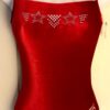 GK RED VELVET ADULT X-SMALL WHITE STAR FOIL JA GYMNASTIC DANCE TANK LEOTARD AXS