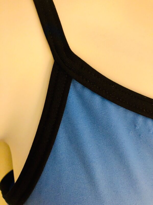 GK CAMISOLE CHILD LARGE BLUE GYMNASTICS DANCE MICROFIBER LEOTARD MESH JA Sz CL - Image 3