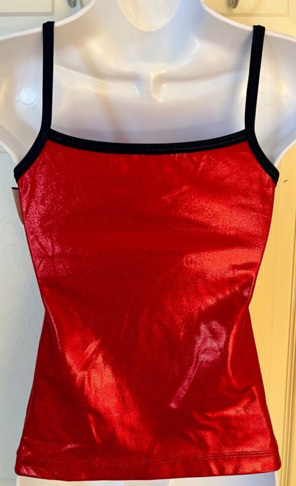 GK DANCE JAZZ ADULT SMALL RED MYSTIQUE NAVY FOIL STRAPS CAMI NYLON/SPAND TOP AS - Image 6