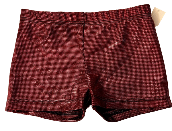 GK RED SHIMMER ADULT X-SMALL MICRO MINI FOIL GYMNAST DANCE WORKOUT SHORTS SZ XS