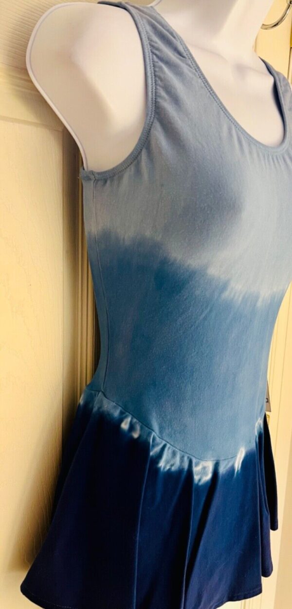 GK ICE FIGURE SKATE LADIES SMALL BLUE TYE-DYE COTTON/SPANDEX TANK DRESS Sz AS - Image 3