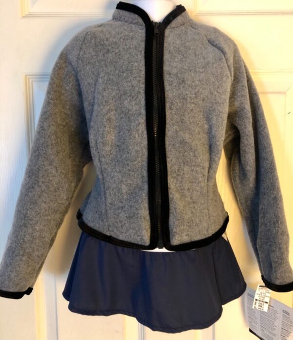 GK FITTED ICE SKATE JACKET CHILD UNISEX SMALL GRAY FLEECE VELVET TRIM ZIP SZ S