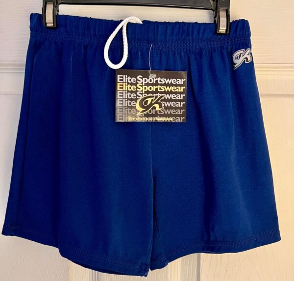 GK BOYS LARGE BLUE GYMNASTICS RUNNING COMPETITION NYLON/SPANDEX LONG SHORTS CL - Image 5