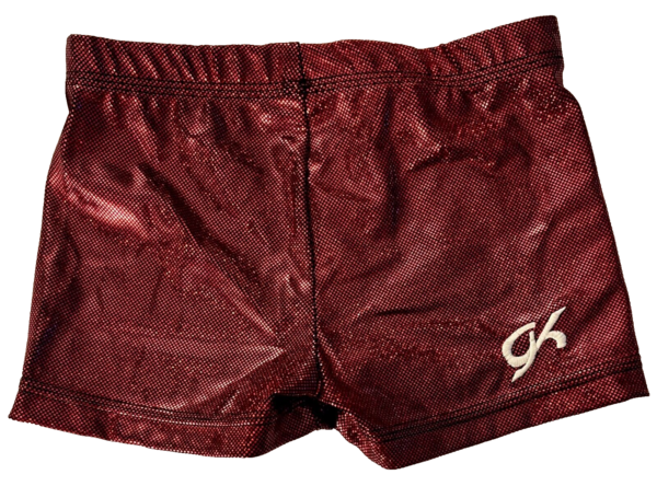 GK RED SHIMMER ADULT X-SMALL MICRO MINI FOIL GYMNAST DANCE WORKOUT SHORTS SZ XS - Image 2