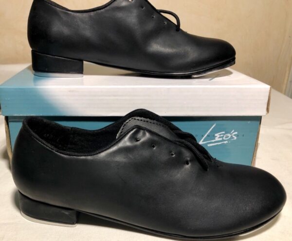 LEO'S DANCEWEAR STYLE 3303 FIT 6.0M JUNIOR JAZZ TAP BLACK LEATHER SHOES Sz 6.0 M