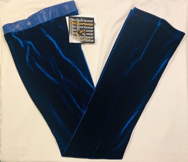 GK DANCE JAZZ LADIES X-SMALL BLUE VELVET BLUE TWILIGHT WAISTBAND PANTS Sz AXS