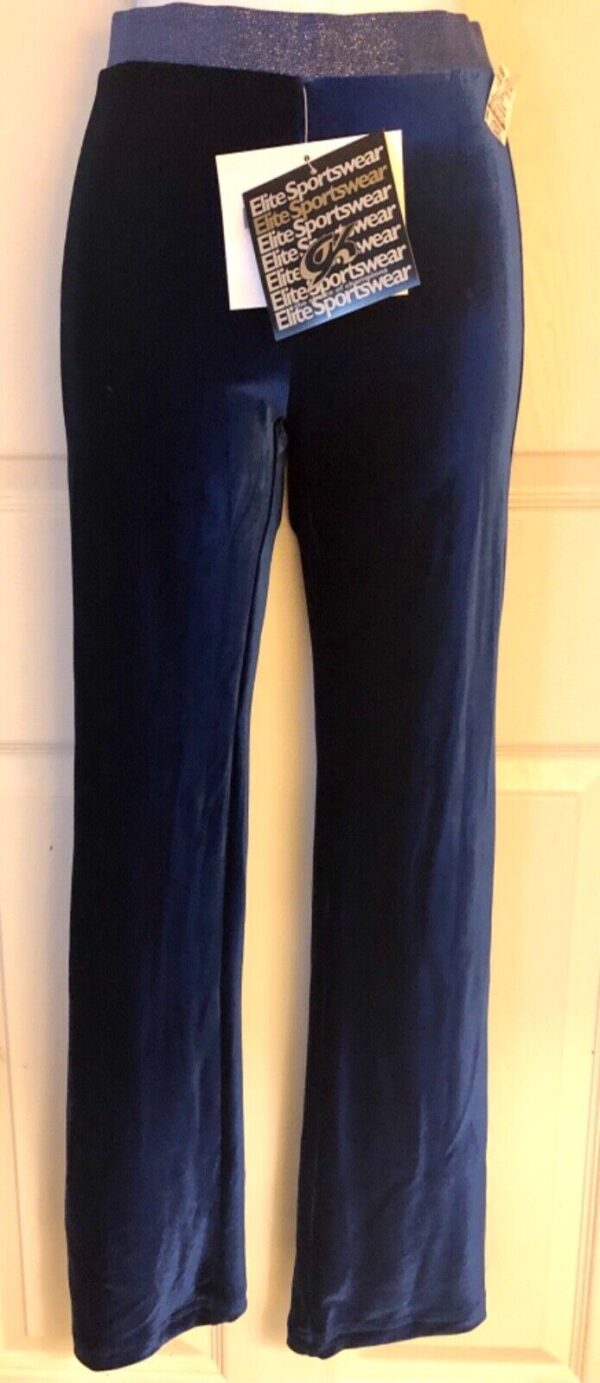 GK DANCE JAZZ LADIES X-SMALL BLUE VELVET BLUE TWILIGHT WAISTBAND PANTS Sz AXS - Image 2