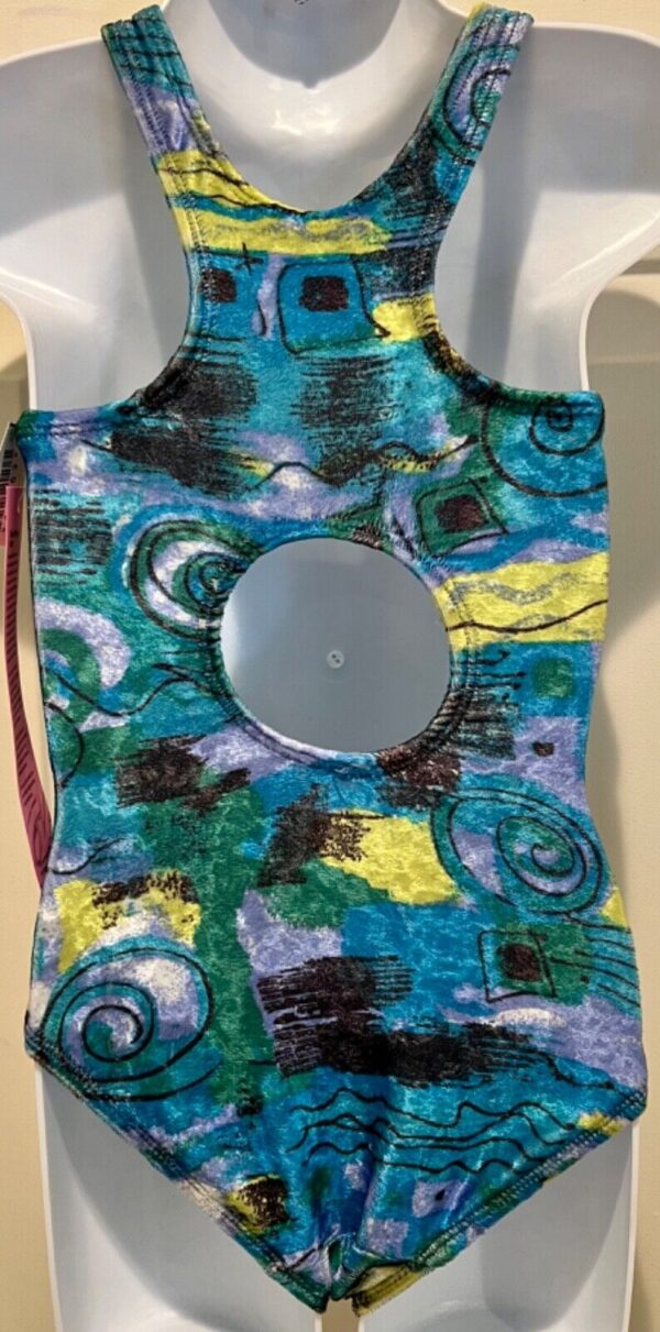 GK CHILD SMALL VELVET ABSTRACT PRINT GYMNASTICS DANCE TANK LEOTARD Sz CS NWT! - Image 6