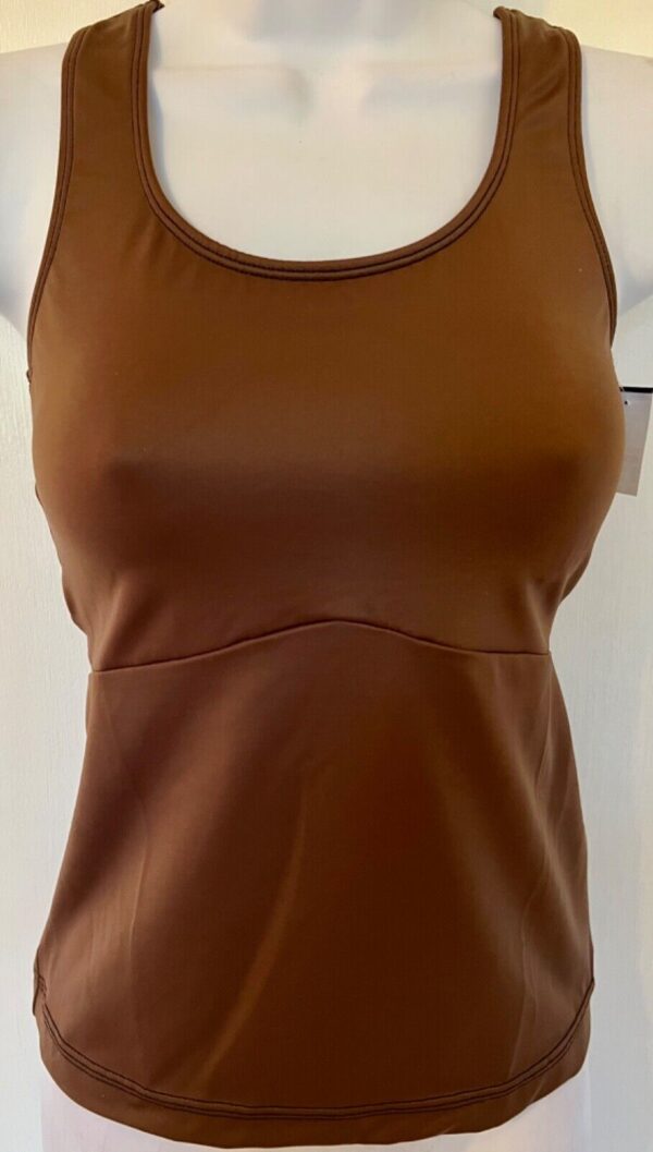 GK DANCE JAZZ CHEER ADULT SMALL BROWN NYLON/SPANDEX RACERBACK TANK TOP Sz AS NWT