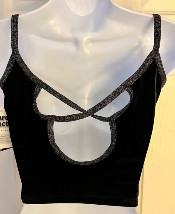 GK DANCE JAZZ ADULT LARGE BLACK VELVET X-BACK FOIL STRAPS CAMISOLE TOP Sz AL NWT - Image 7