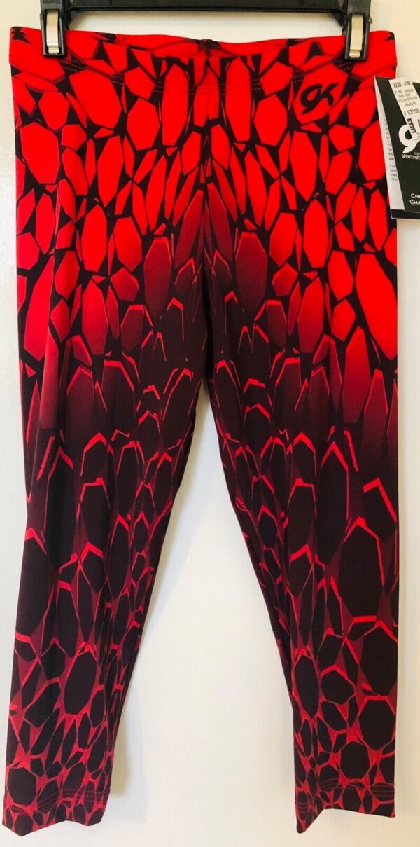 GK Elite Capri Tights ADULT SMALL Mosaic Print Nylon Spandex RED BLACK AS NWT!