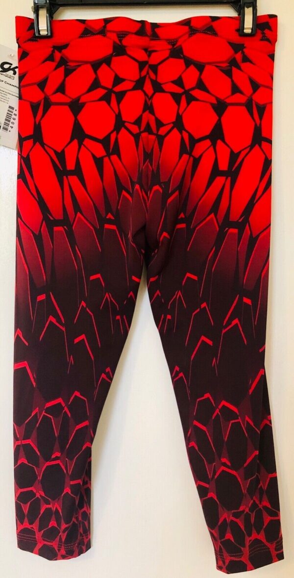 GK Elite Capri Tights ADULT SMALL Mosaic Print Nylon Spandex RED BLACK AS NWT! - Image 2